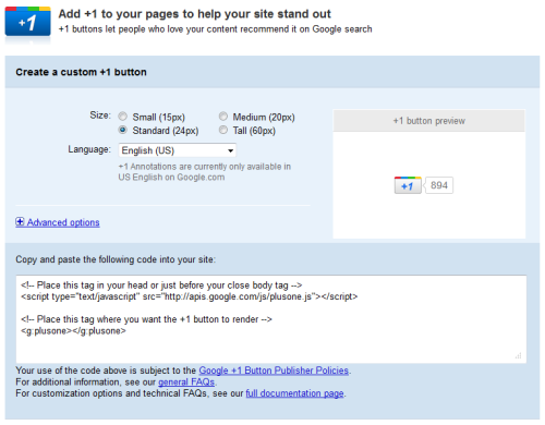 Plusone Button Generator